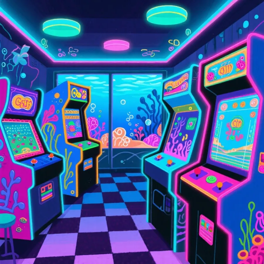 街机捕鱼多人联机场景与街机氛围展示